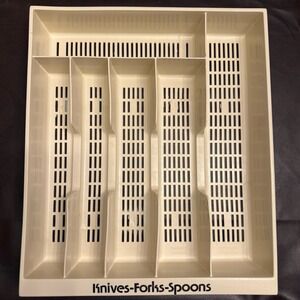 Vintage 1970's Plastic Kitchen Divided Drawer for Utensils & Cutlery 11x13